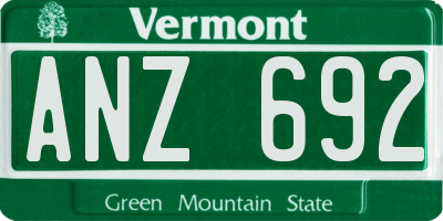 VT license plate ANZ692