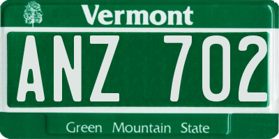 VT license plate ANZ702