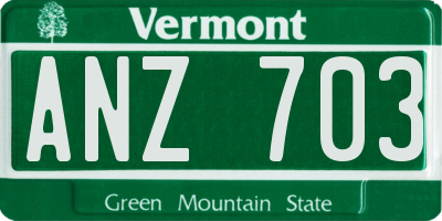 VT license plate ANZ703