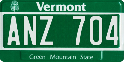 VT license plate ANZ704