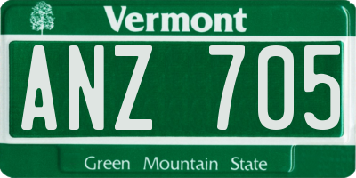 VT license plate ANZ705