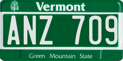 VT license plate ANZ709
