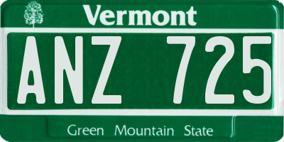 VT license plate ANZ725