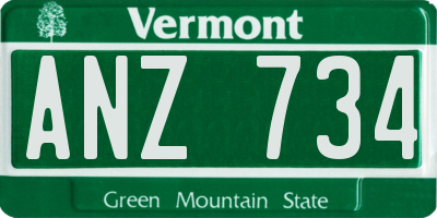 VT license plate ANZ734
