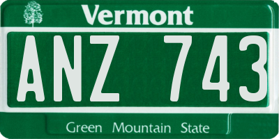 VT license plate ANZ743