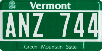 VT license plate ANZ744