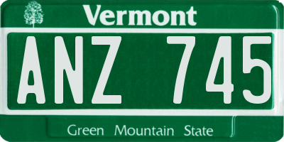 VT license plate ANZ745