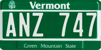 VT license plate ANZ747