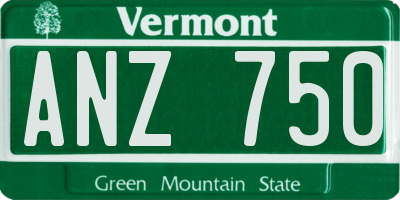 VT license plate ANZ750