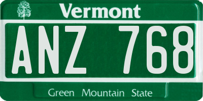 VT license plate ANZ768