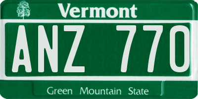 VT license plate ANZ770