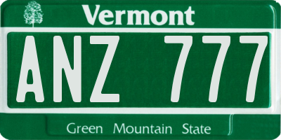 VT license plate ANZ777