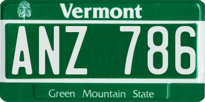VT license plate ANZ786