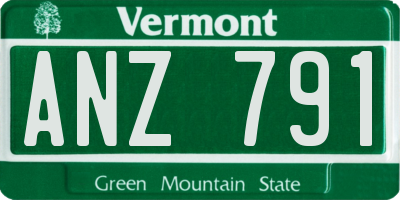 VT license plate ANZ791