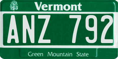 VT license plate ANZ792