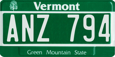 VT license plate ANZ794
