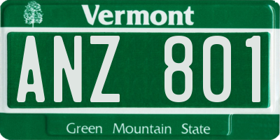 VT license plate ANZ801