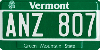 VT license plate ANZ807