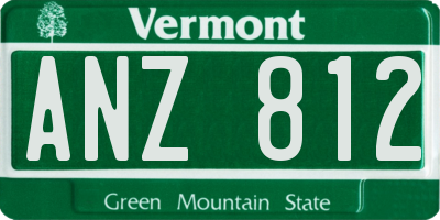 VT license plate ANZ812