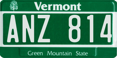 VT license plate ANZ814