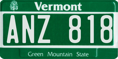 VT license plate ANZ818