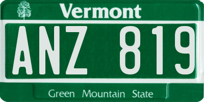 VT license plate ANZ819