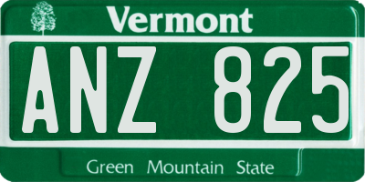 VT license plate ANZ825
