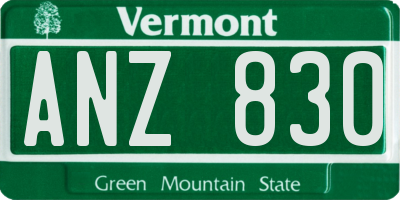 VT license plate ANZ830