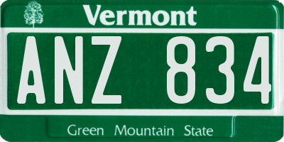 VT license plate ANZ834