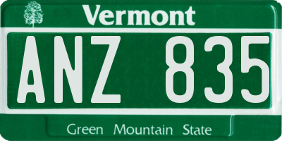 VT license plate ANZ835