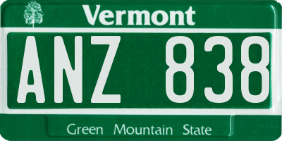VT license plate ANZ838