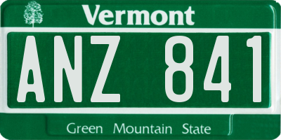 VT license plate ANZ841