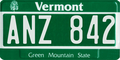 VT license plate ANZ842