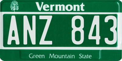 VT license plate ANZ843