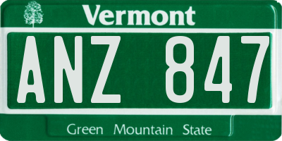 VT license plate ANZ847