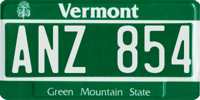 VT license plate ANZ854