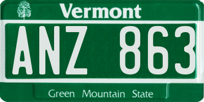 VT license plate ANZ863