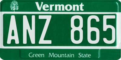 VT license plate ANZ865