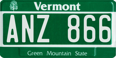 VT license plate ANZ866