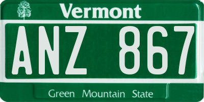VT license plate ANZ867