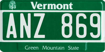 VT license plate ANZ869