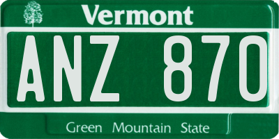 VT license plate ANZ870