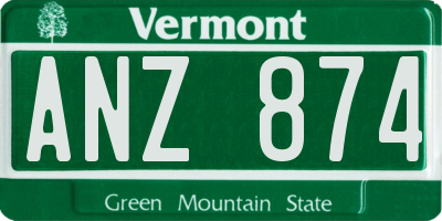 VT license plate ANZ874