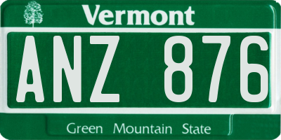 VT license plate ANZ876