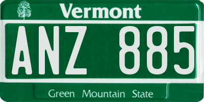 VT license plate ANZ885