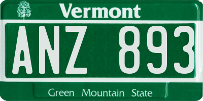 VT license plate ANZ893