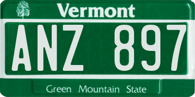VT license plate ANZ897