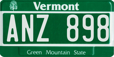 VT license plate ANZ898