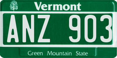 VT license plate ANZ903