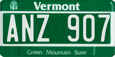 VT license plate ANZ907
